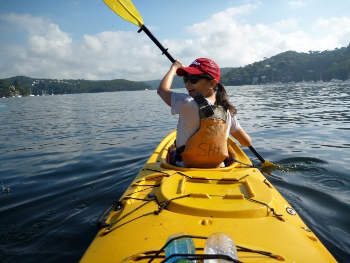 Lisette on the front of the kayak
